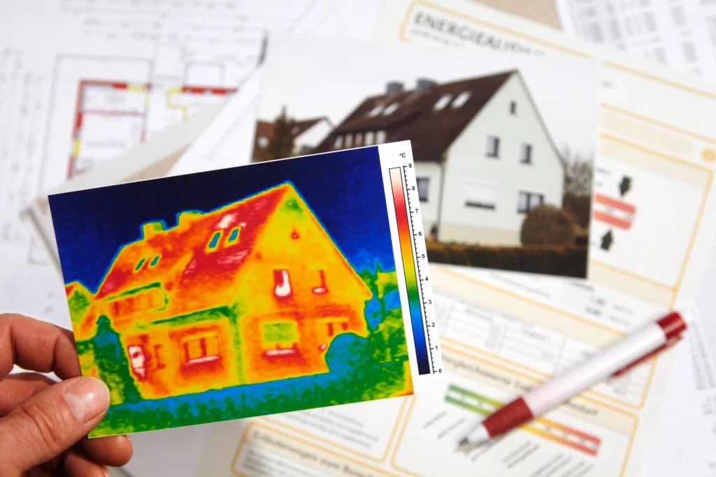 Déperditions de chaleur par la toiture d'une maison dans les Landes